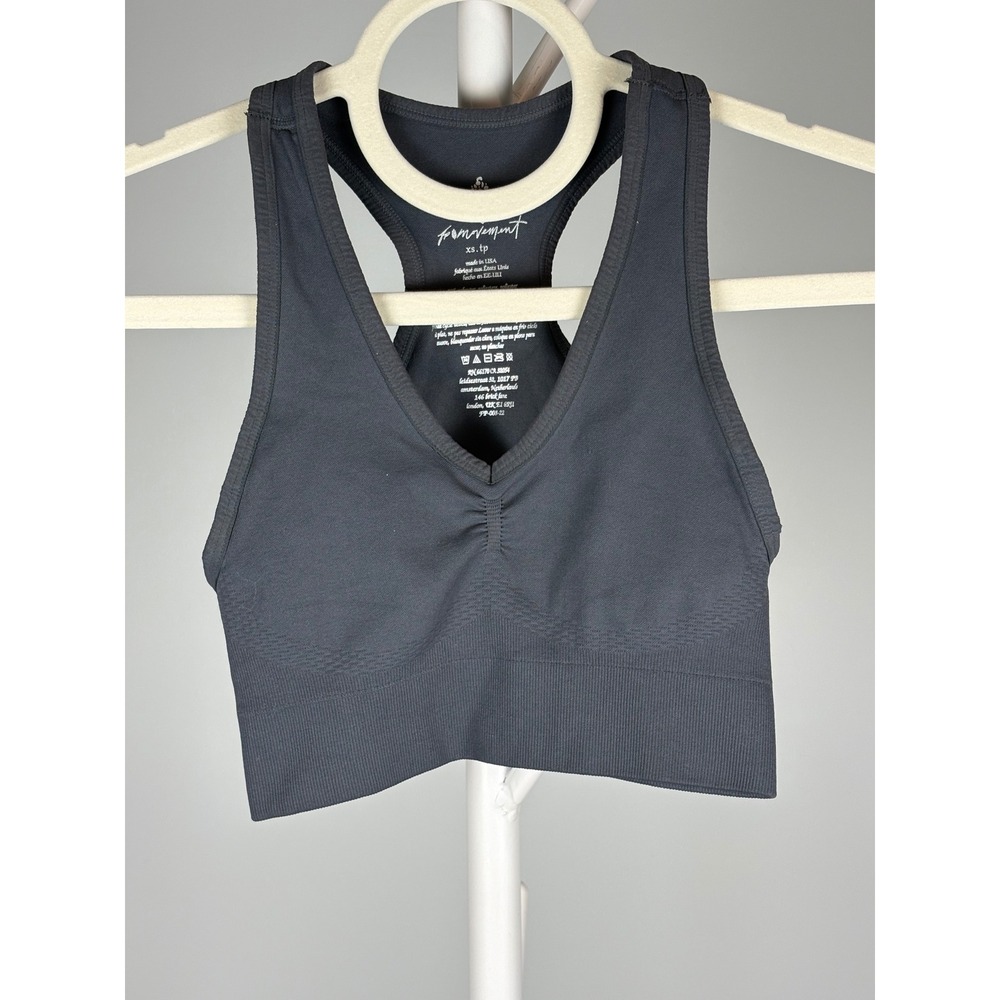 Free People Movement Crop Top Charcoal Grey V-Neck Racerback XS